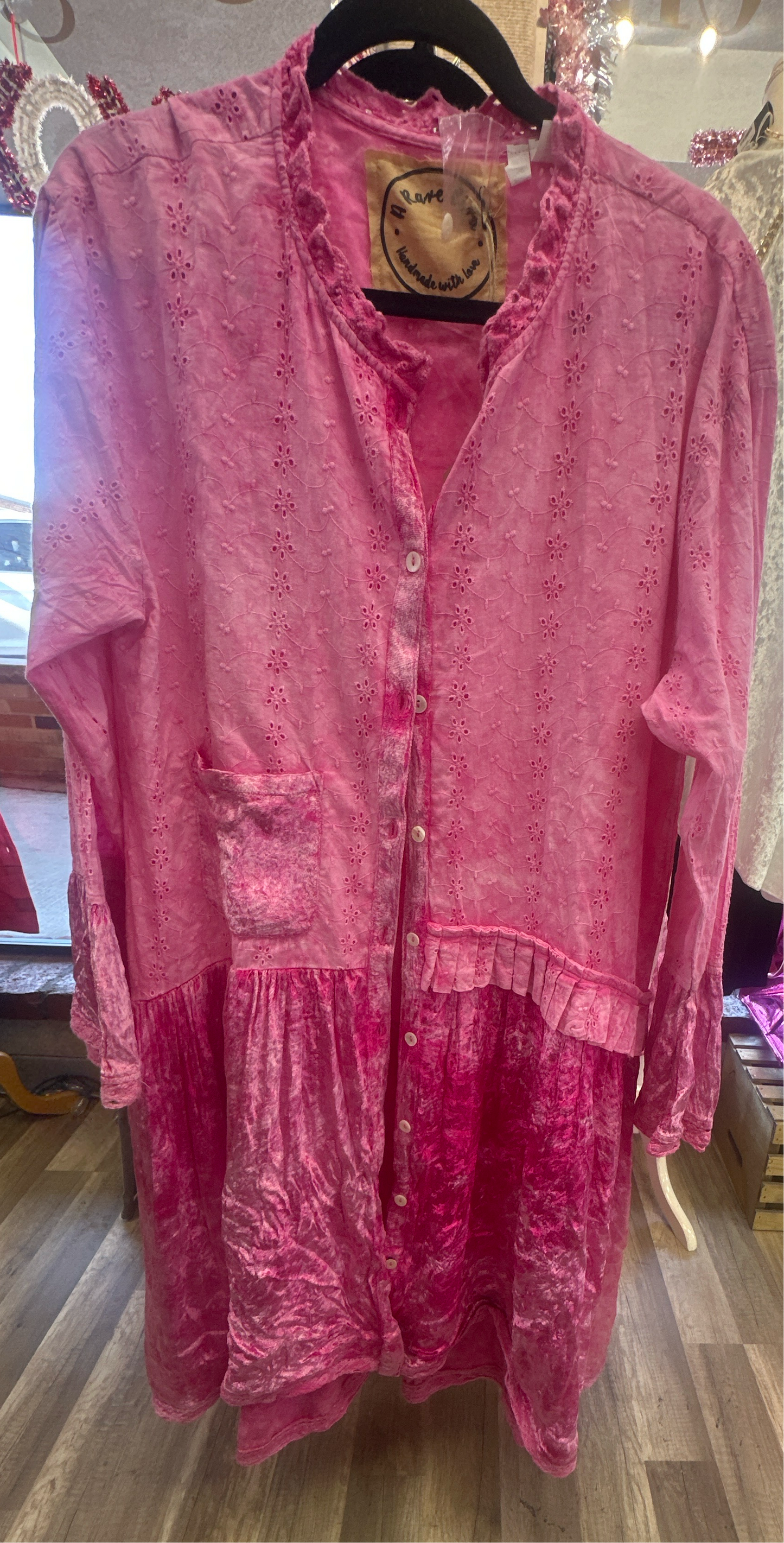 Pink Velvet Duster