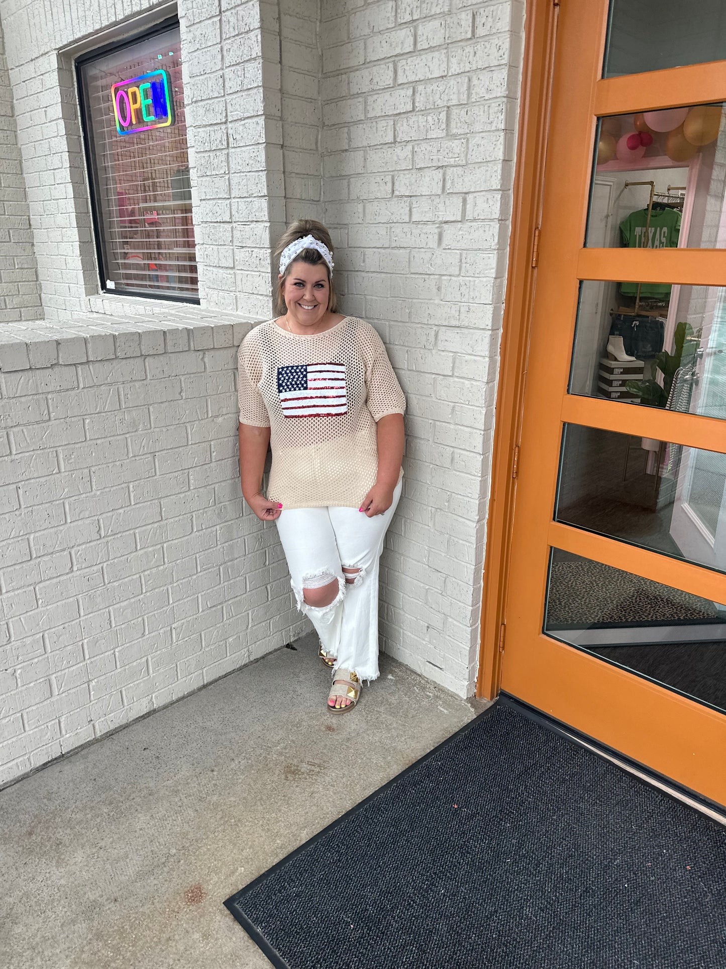 Sequin Americana Flag Sweater
