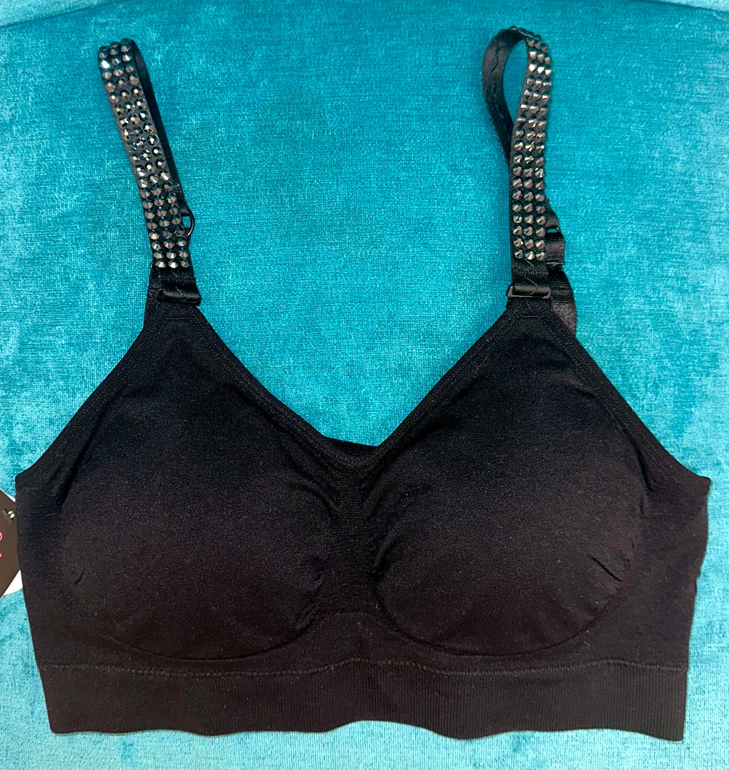 Strap- It Bra - Black with Black Rhinestone Straps