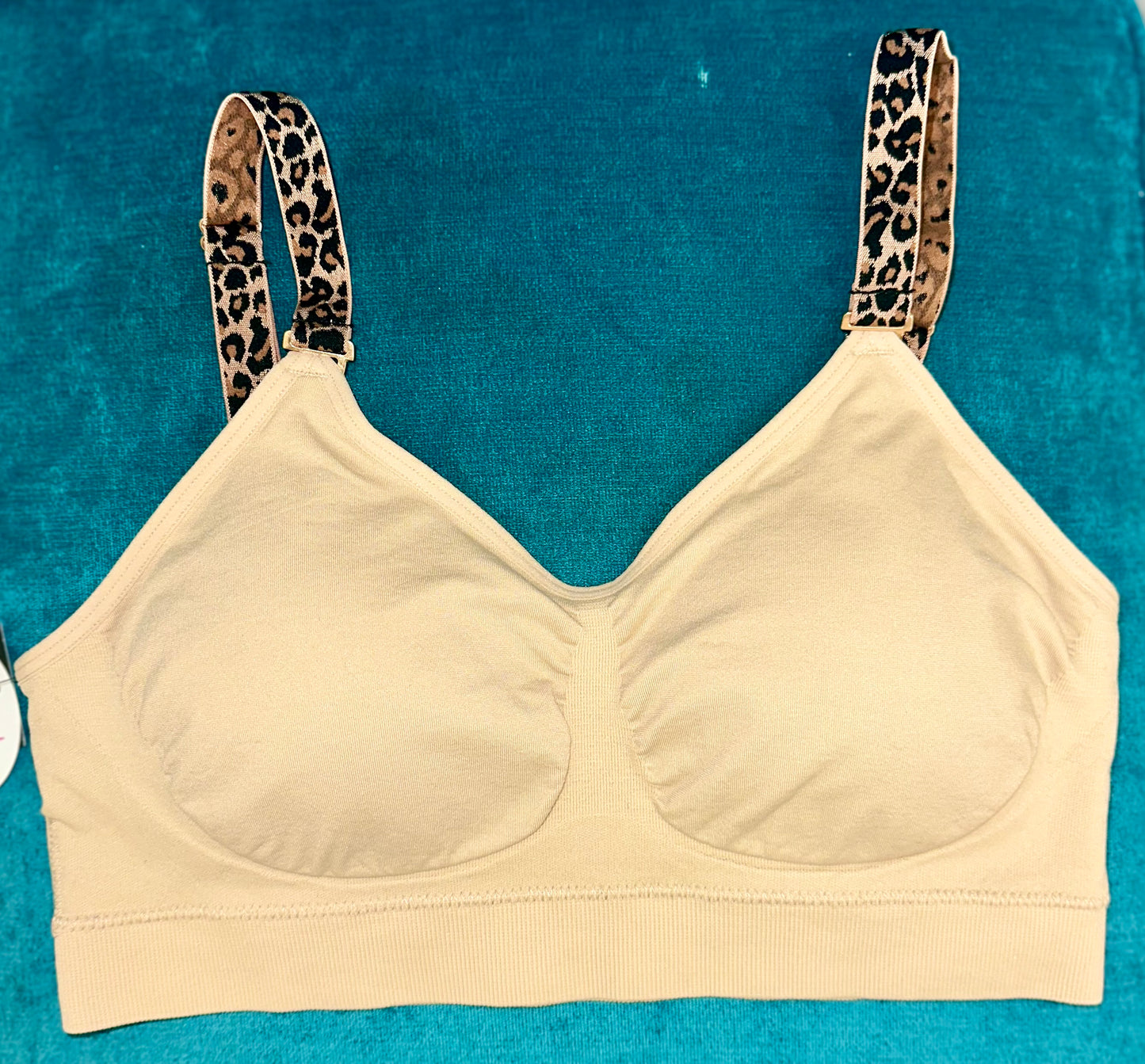 Strap- It Bra - Tan with Leopard Straps