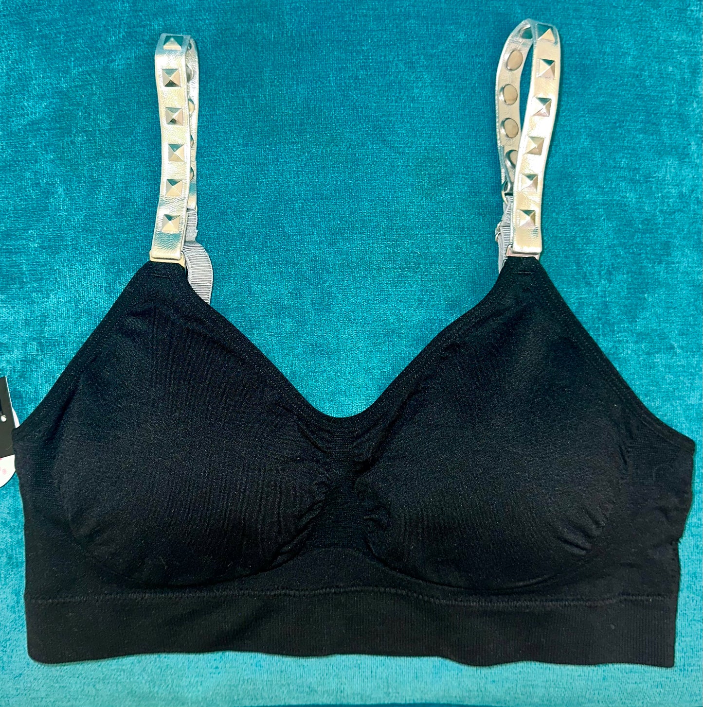 Strap- It Bra - Black with Silver Studded Straps