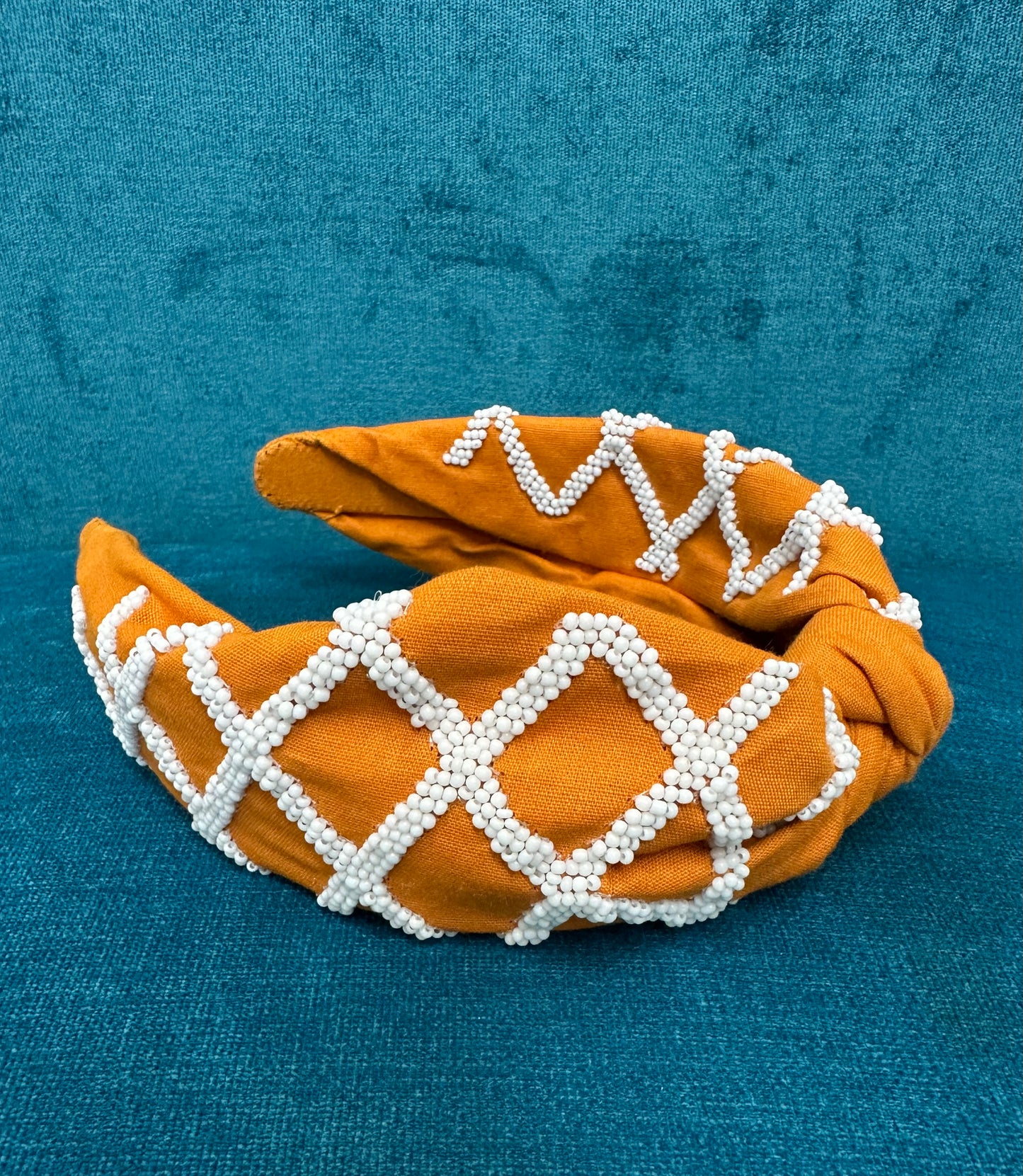 Burnt Orange Headband Beaded