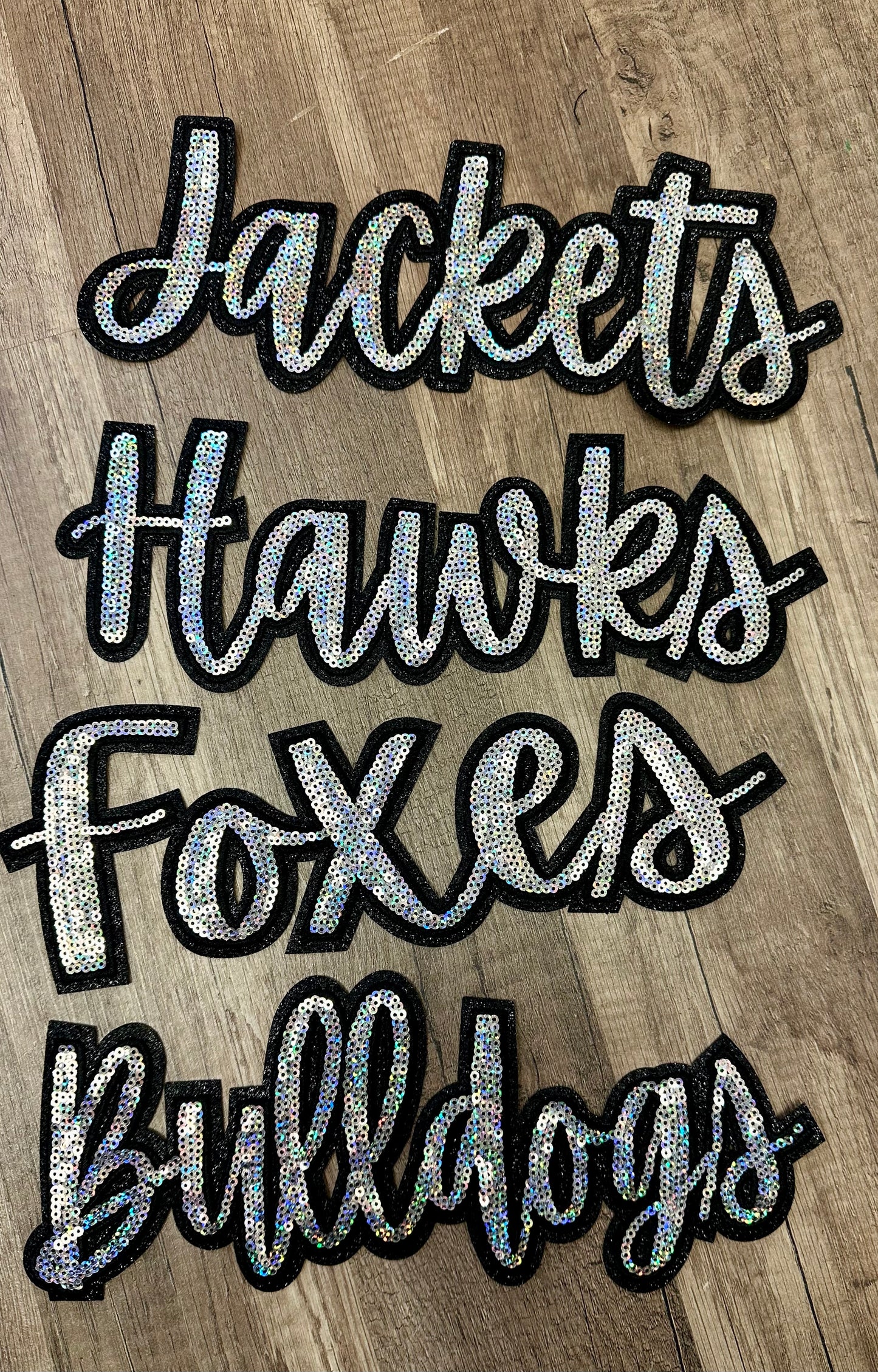 Cursive Sequin Patches