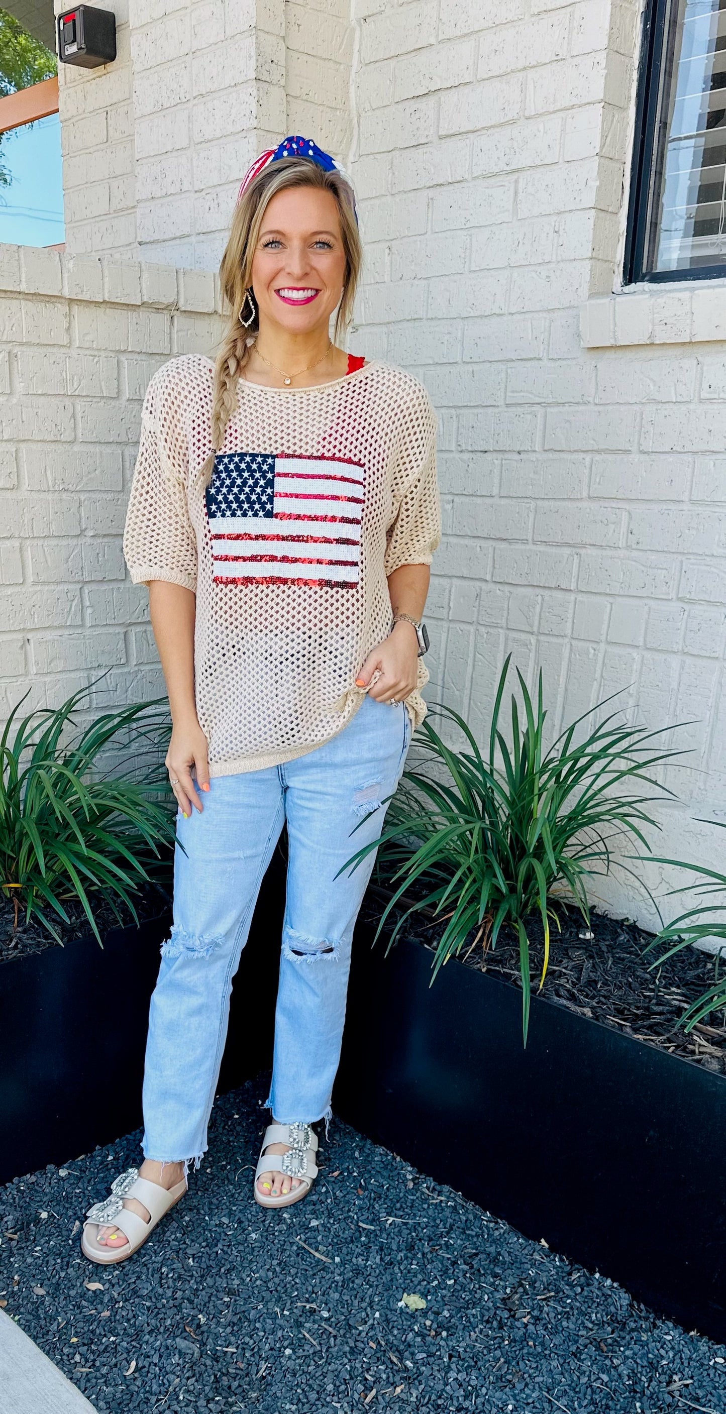 Sequin Americana Flag Sweater
