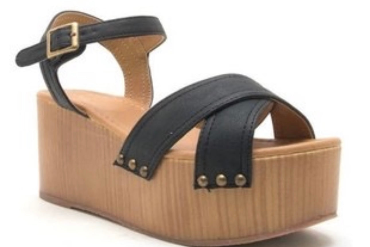 The Shanda Wedge Sandal Black