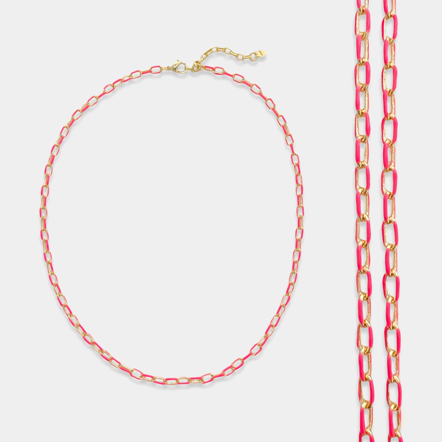 Enamel Paperclip Hot Pink Necklace