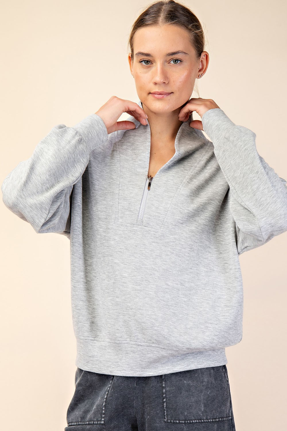 Lollie Quarter Zip • Light Grey