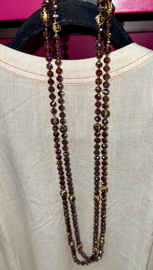 Rhinestone & Rust Long Necklace