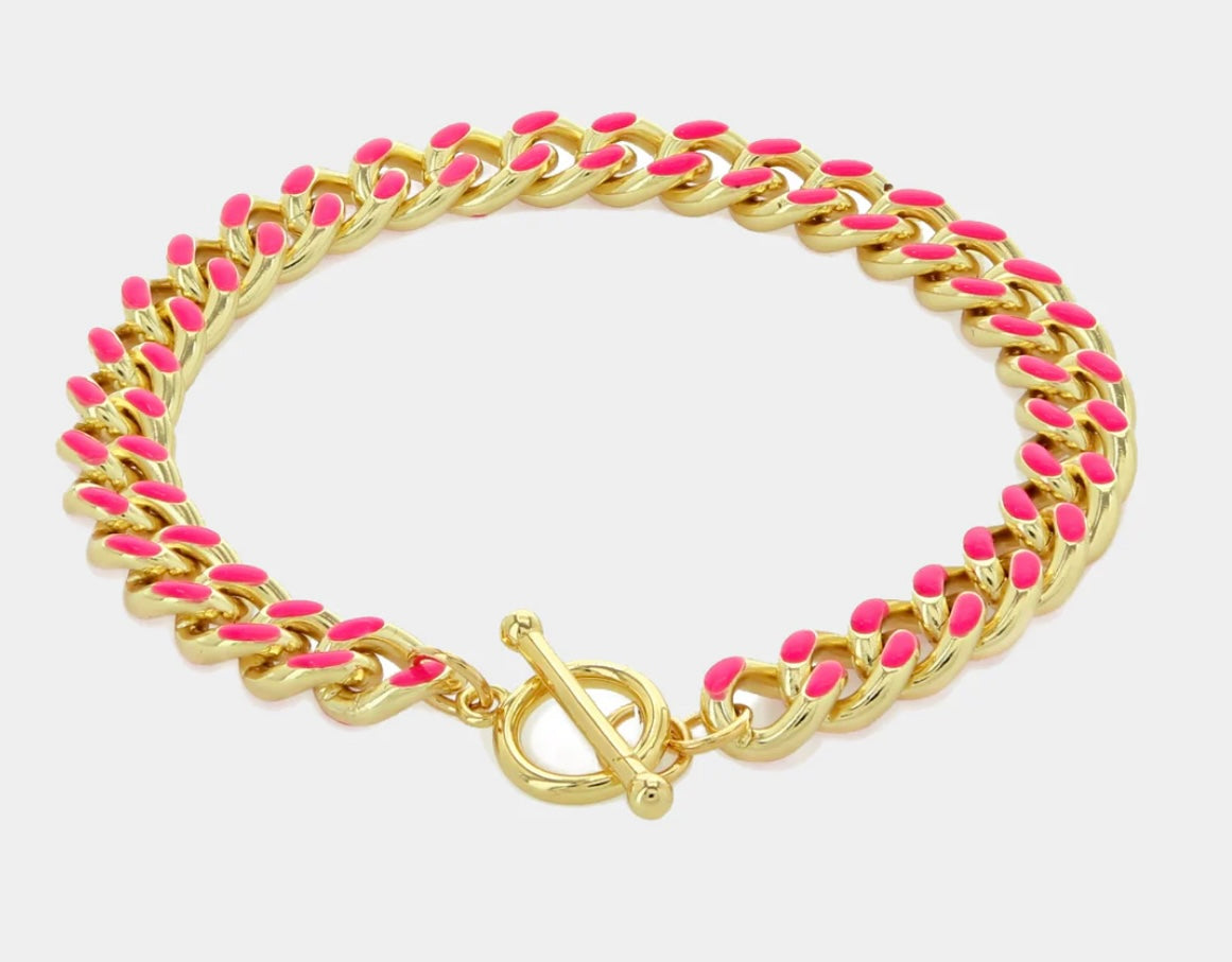 Hot Pink and Gold Bracelet