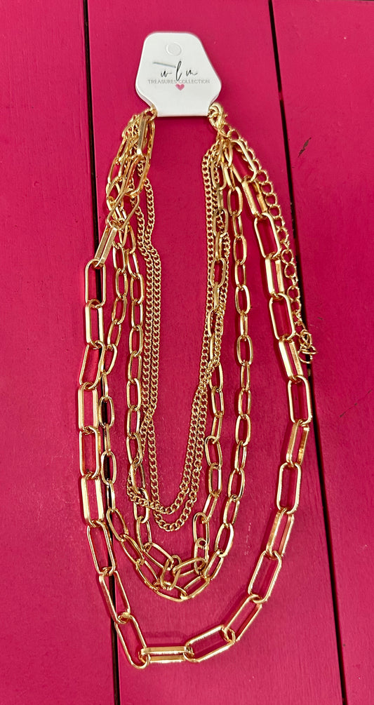 Gold Multi Chain Stacked Necklace