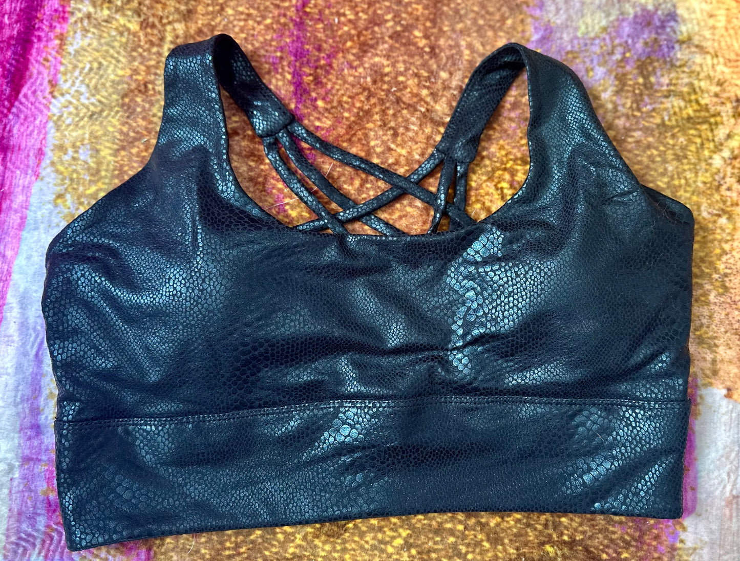 Snake Skin Sports Bra Black