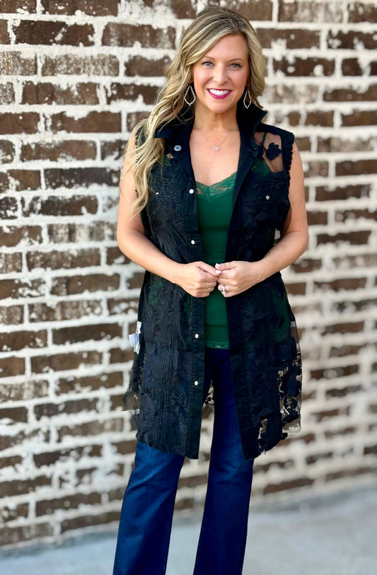 Rock All Night Lace Duster Vest