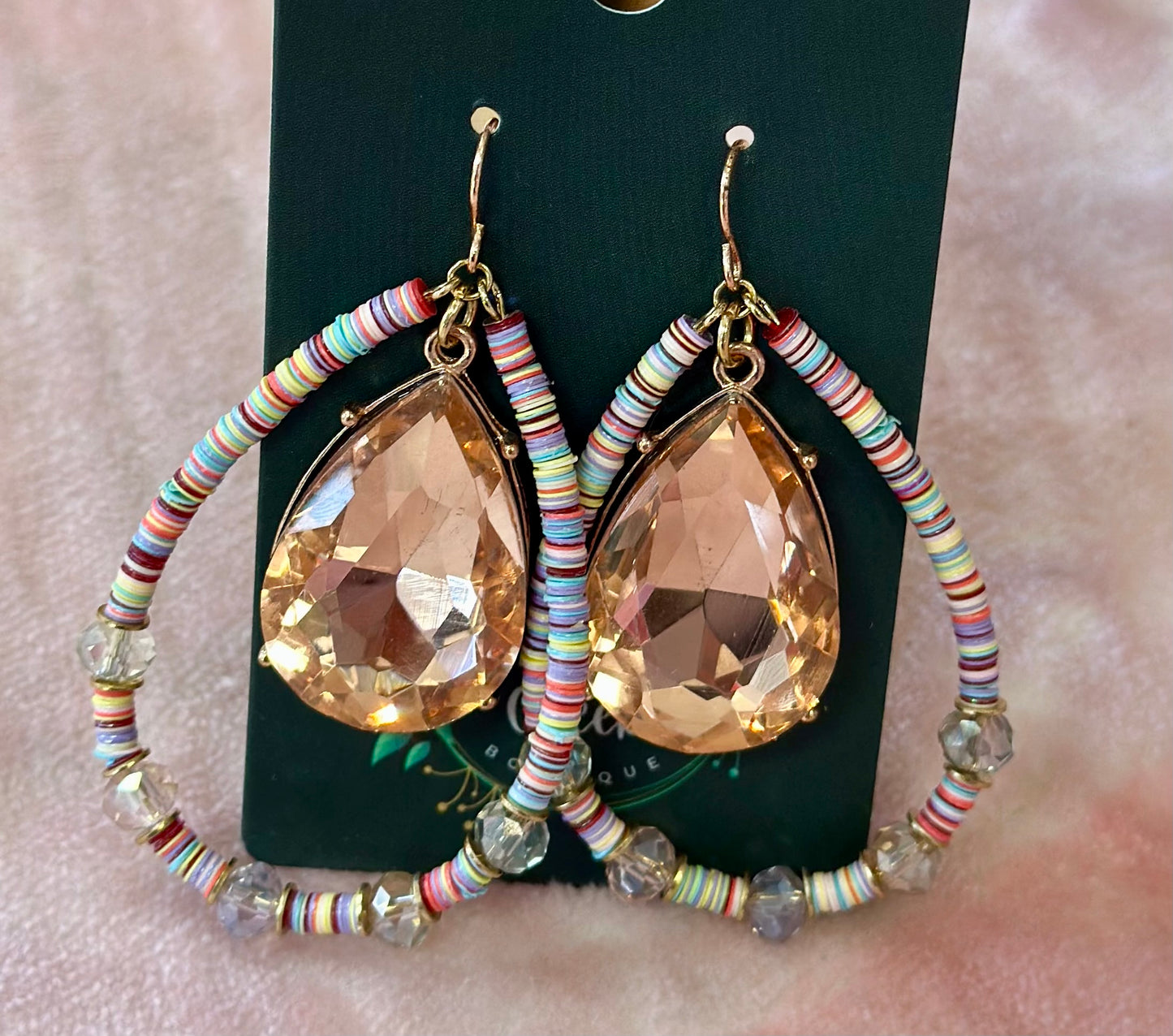 Iridescent Beaded Rose Gold Earrings