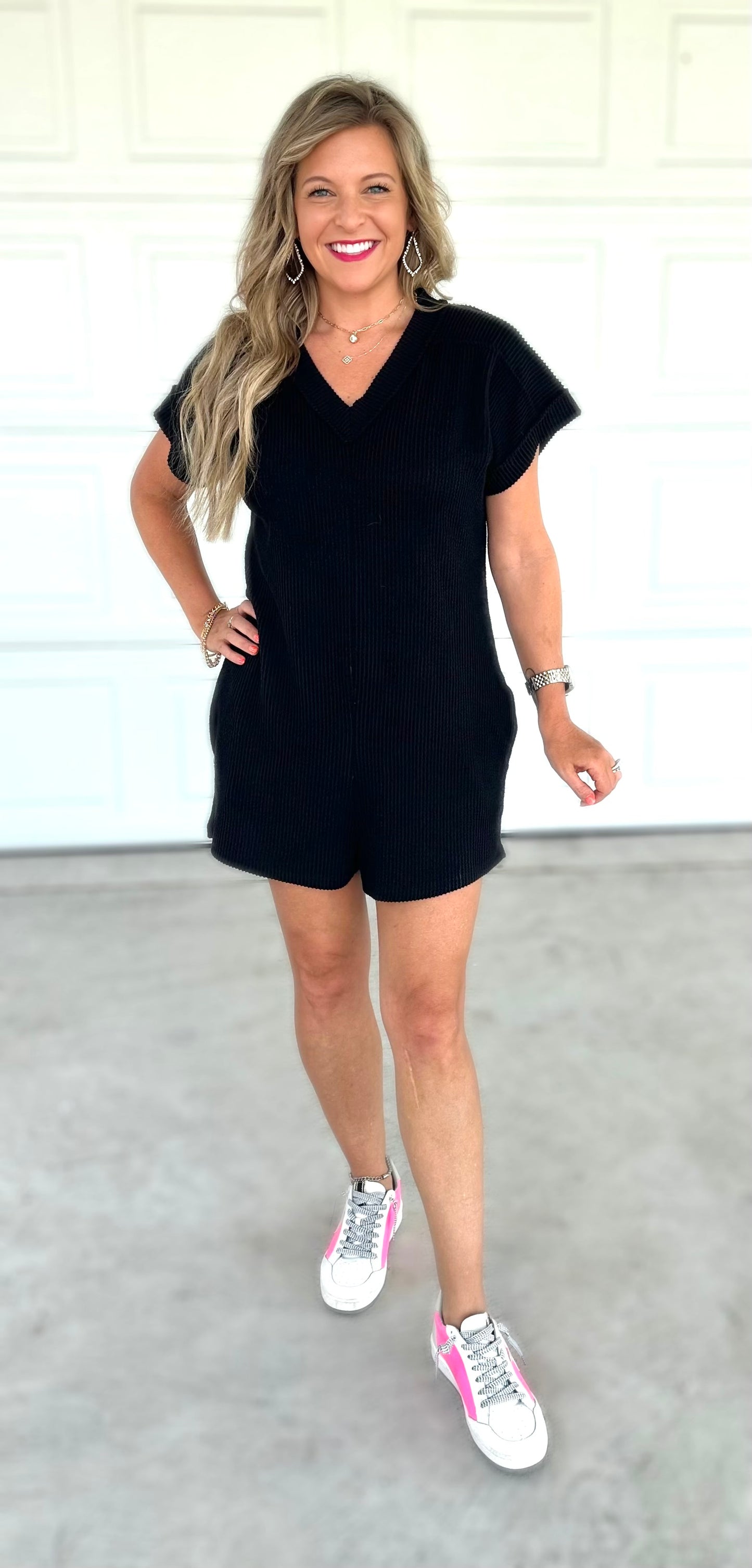 Corded Black Romper