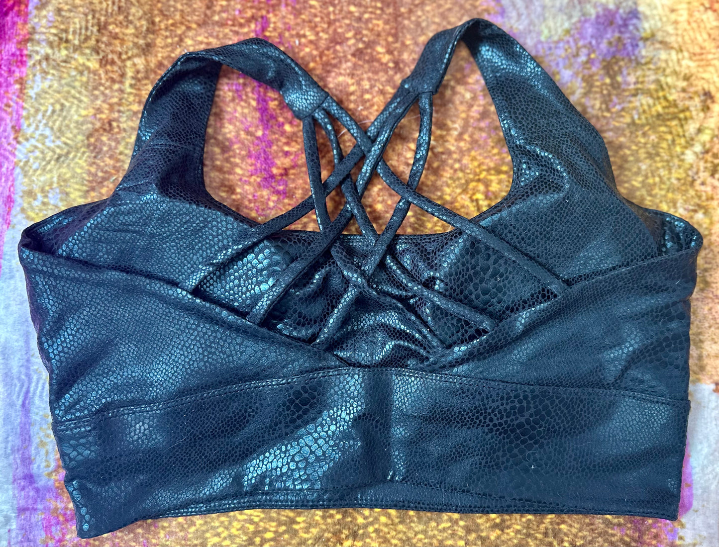 Snake Skin Sports Bra Black