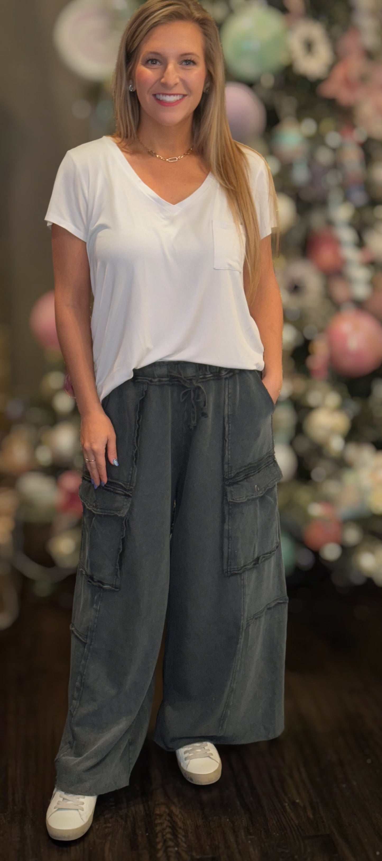 Mineral Washed Wide Leg Pant