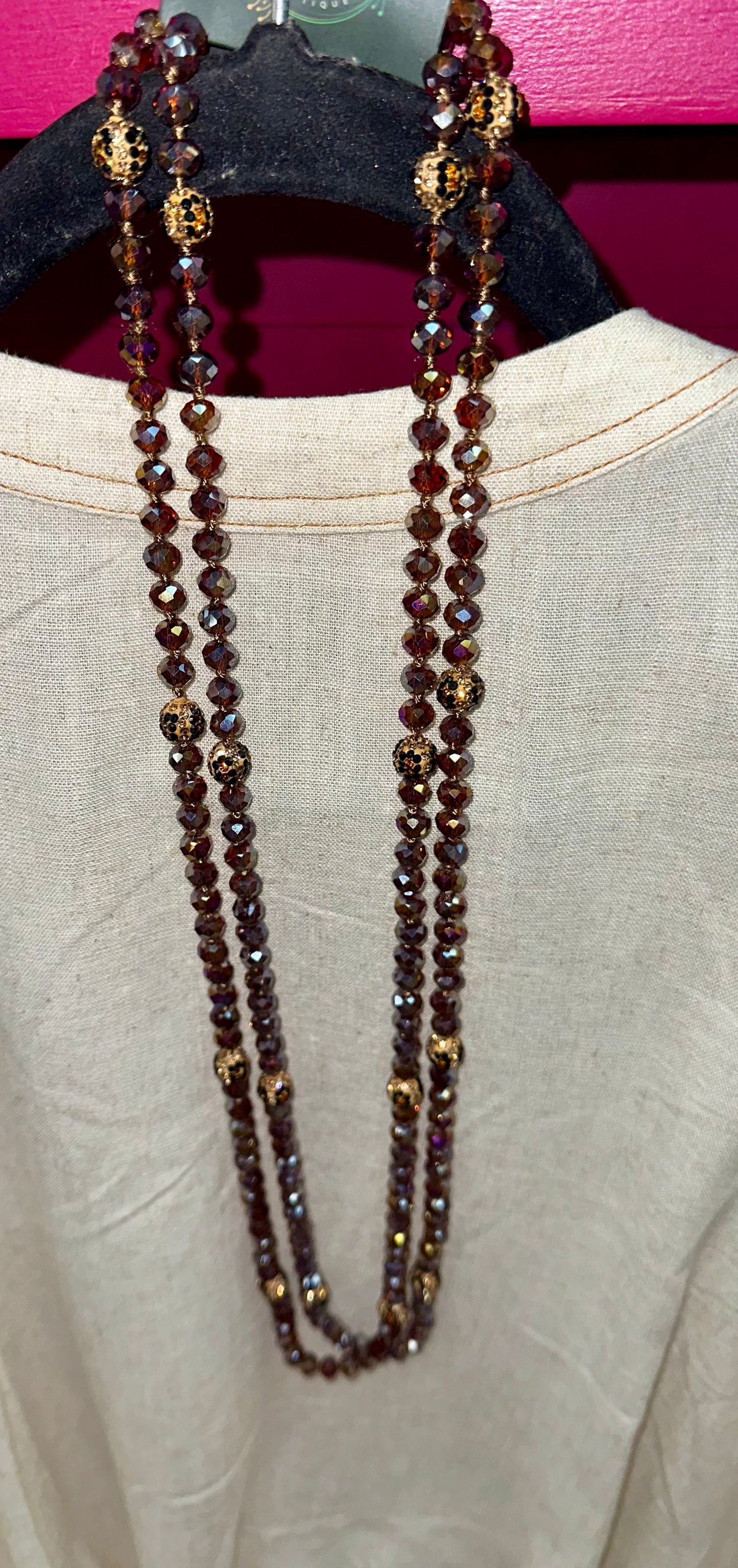 Rhinestone & Rust Long Necklace