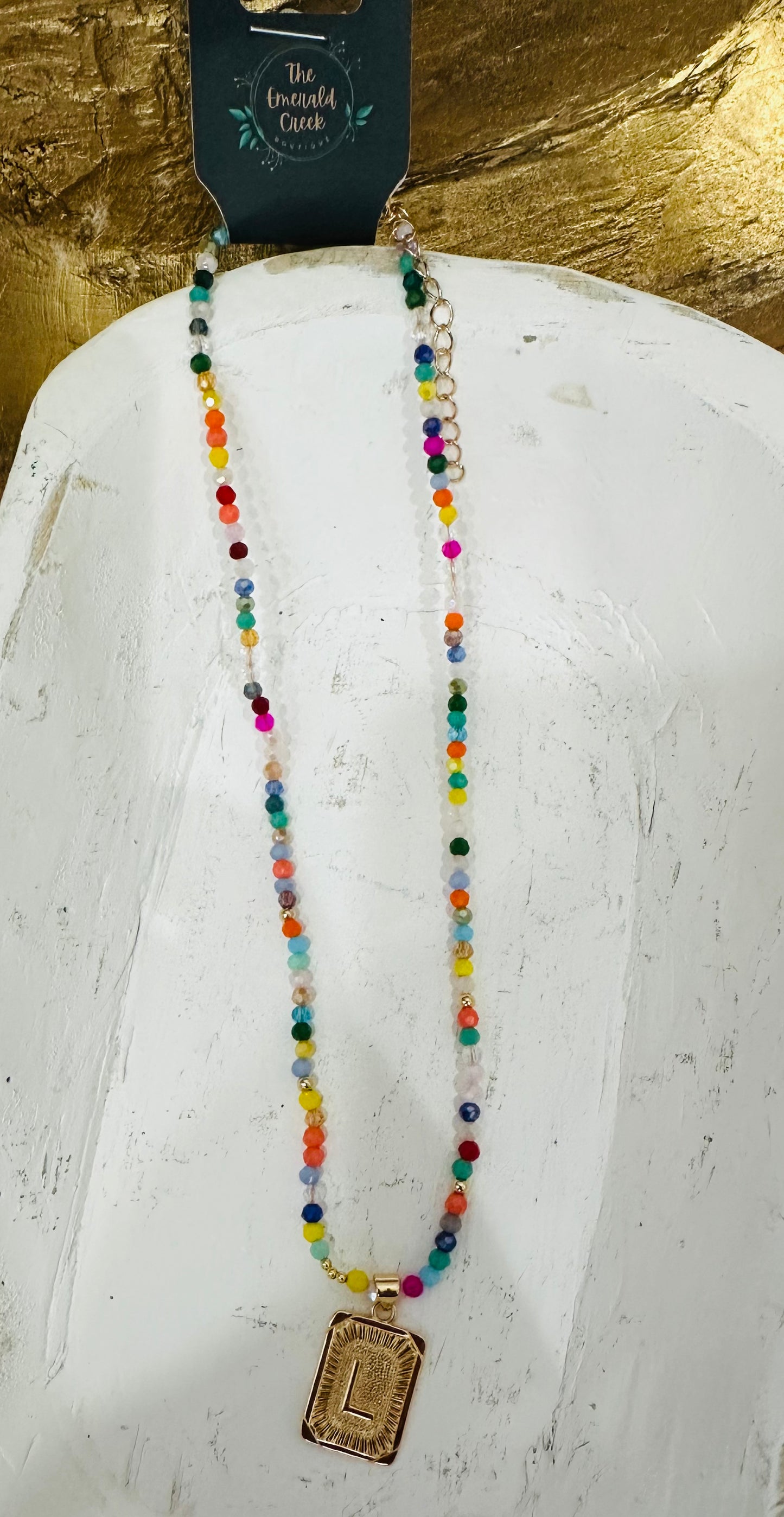 Colorful Beaded Initial Necklace