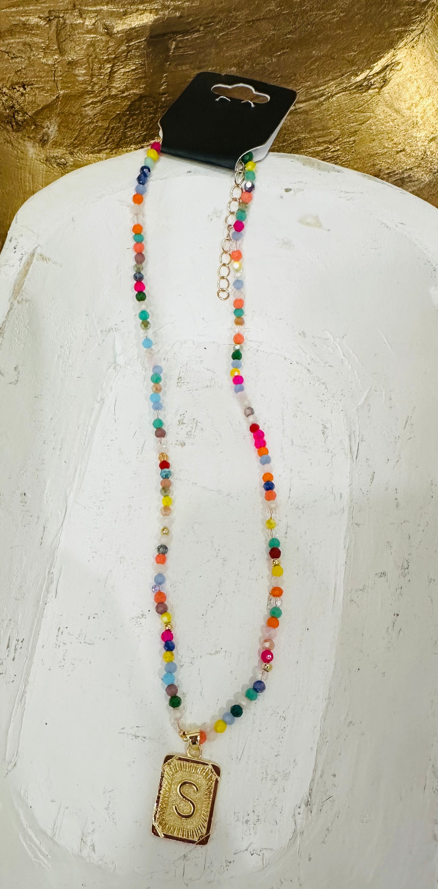 Colorful Beaded Initial Necklace