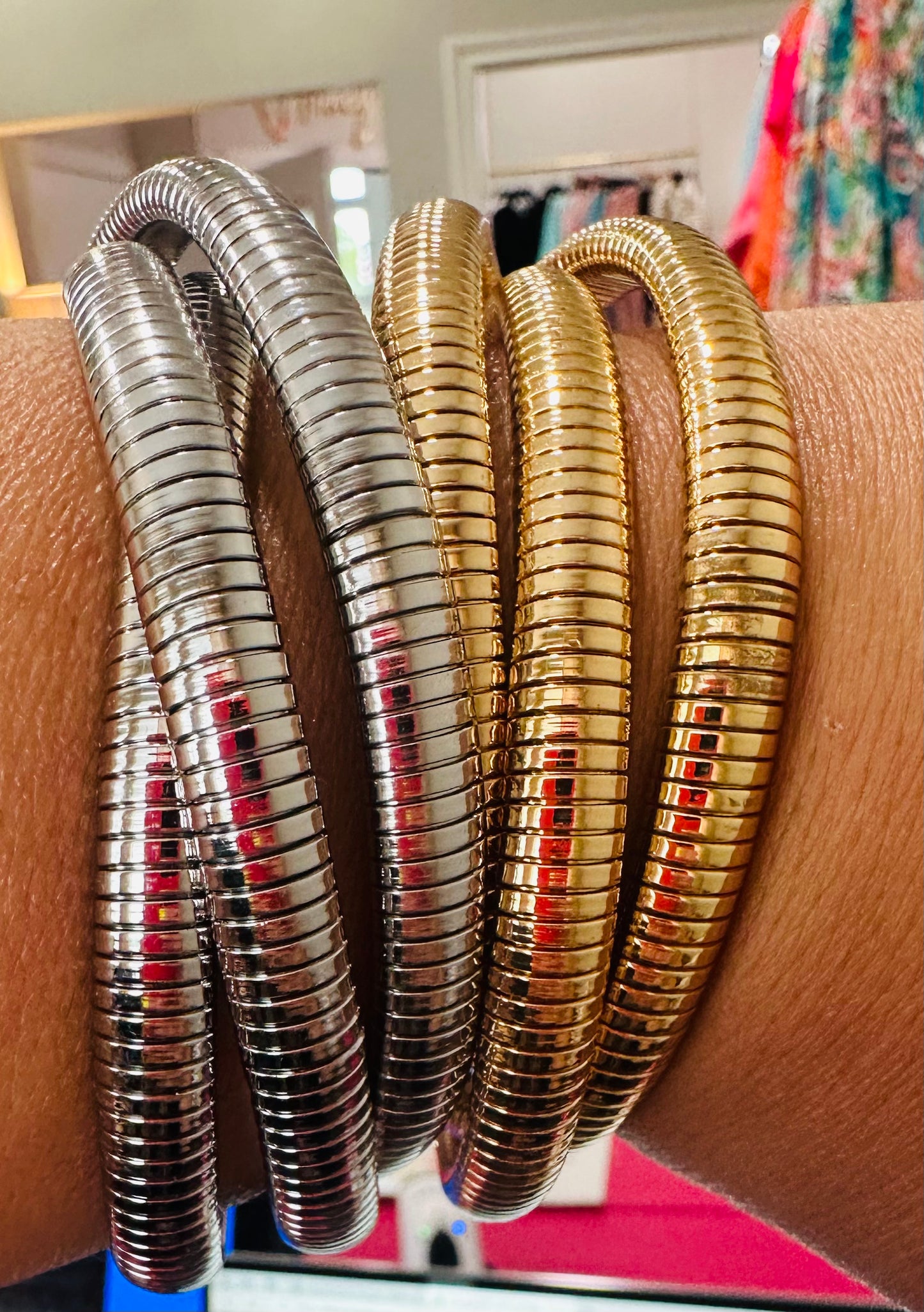 Stretchy Silver Bangles