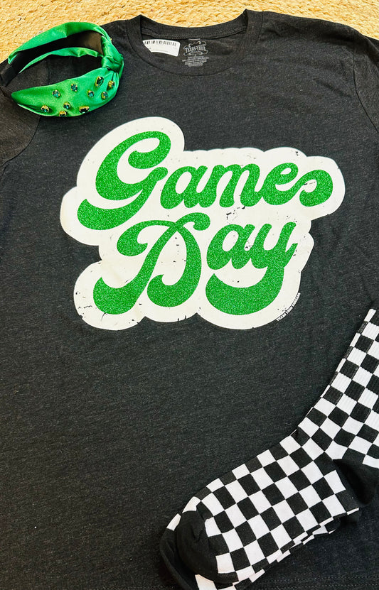 Game Day Glitter Tee Green