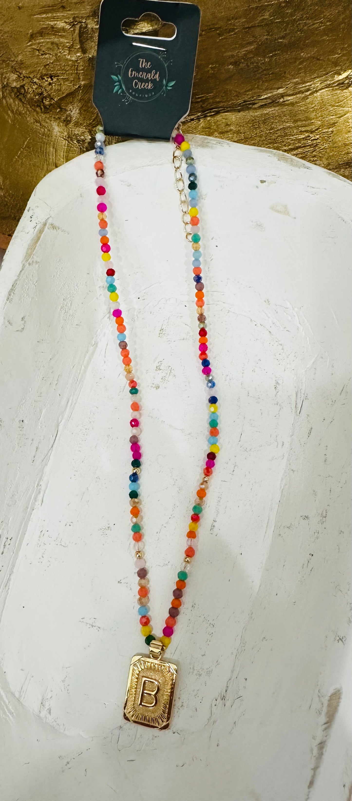 Colorful Beaded Initial Necklace