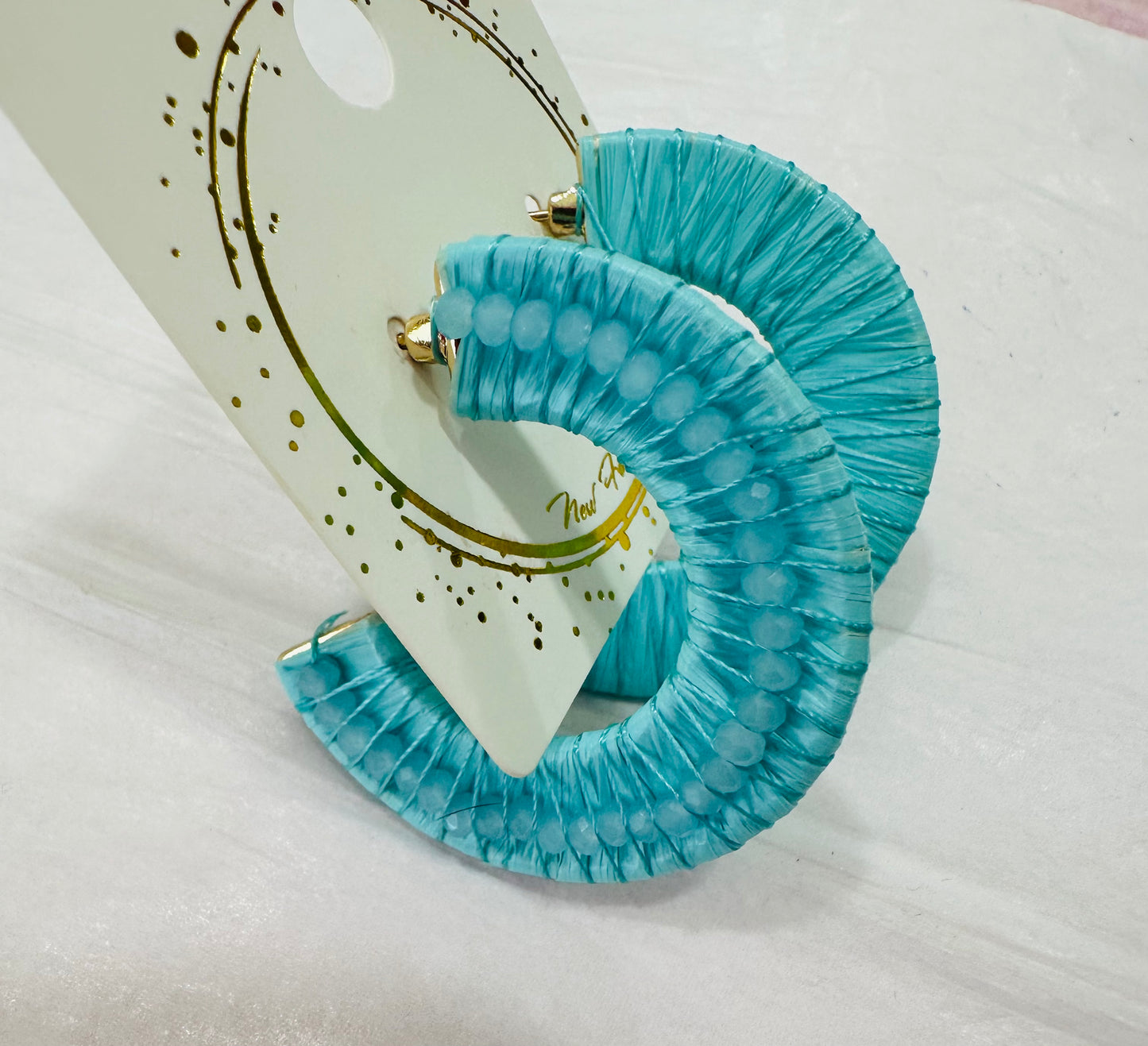 Turquoise beaded Hoops