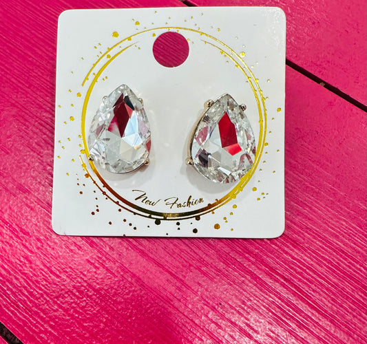 Rhinestone Tear Drop Earrings