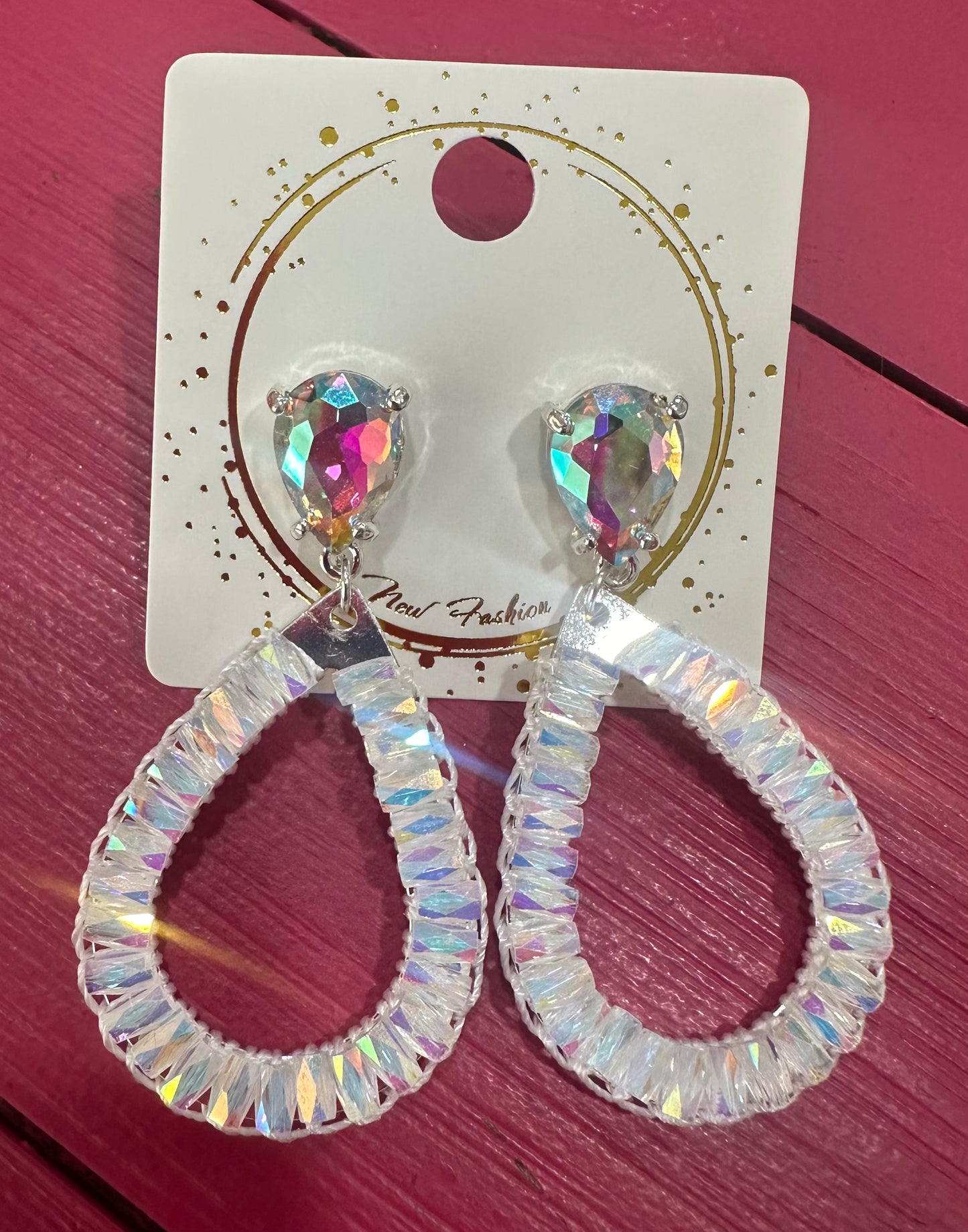 Iridescent Rhinestone Earrings