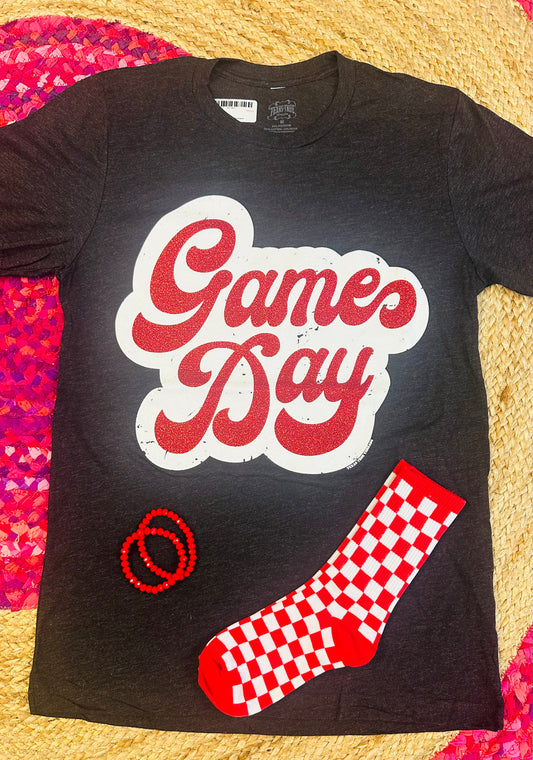 Game Day Glitter Tee Red