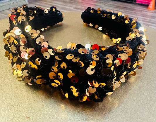 Gold and Black Sequin Headband