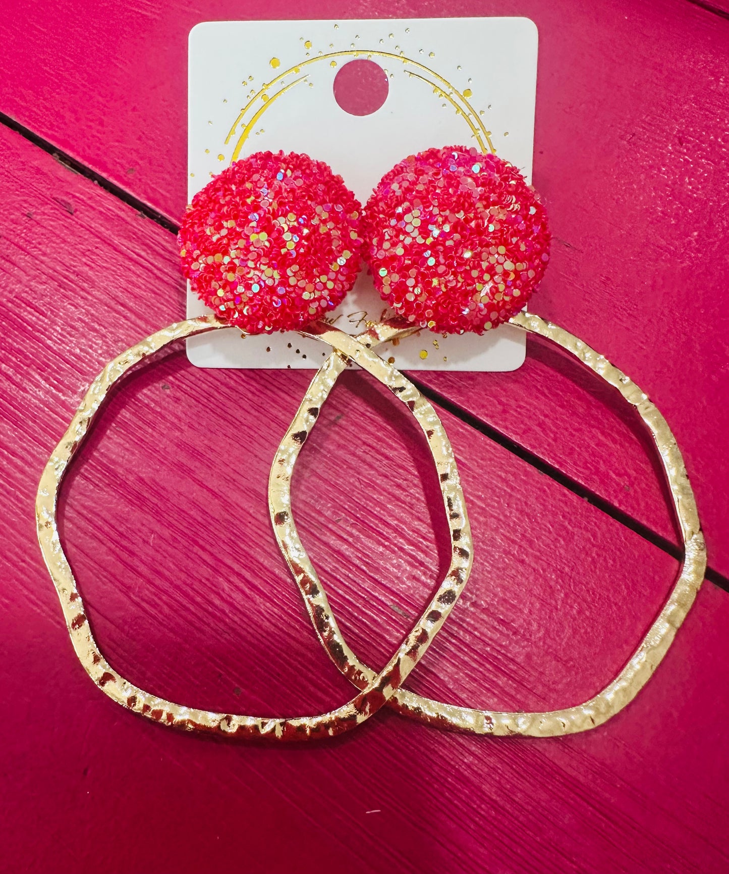 Red Glitter Earrings