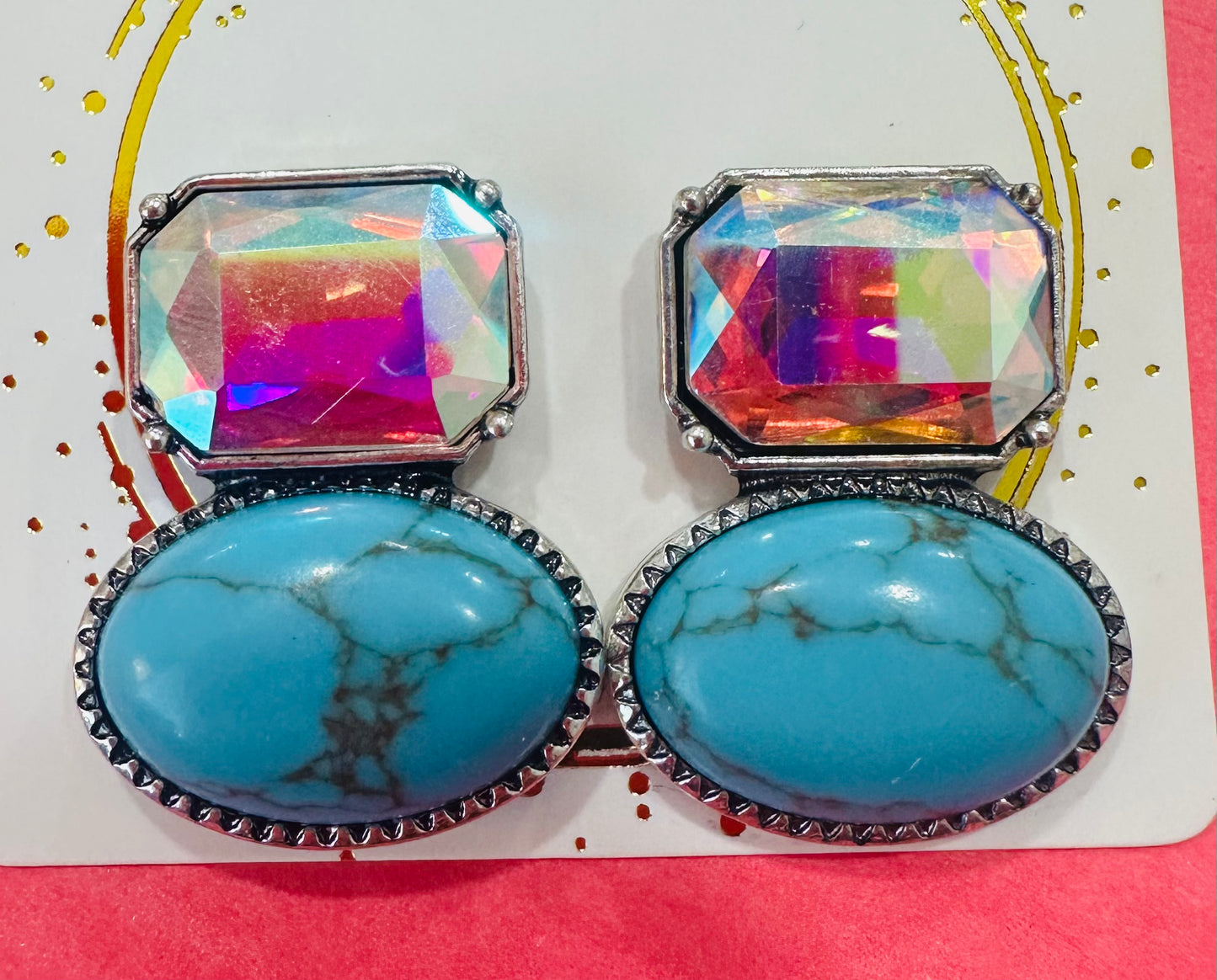 Iridescent and Turquoise Earrings