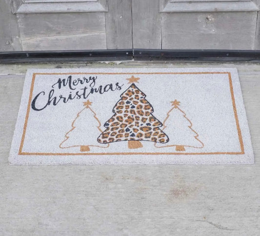 Leopard Christmas Tree Coir Doormat