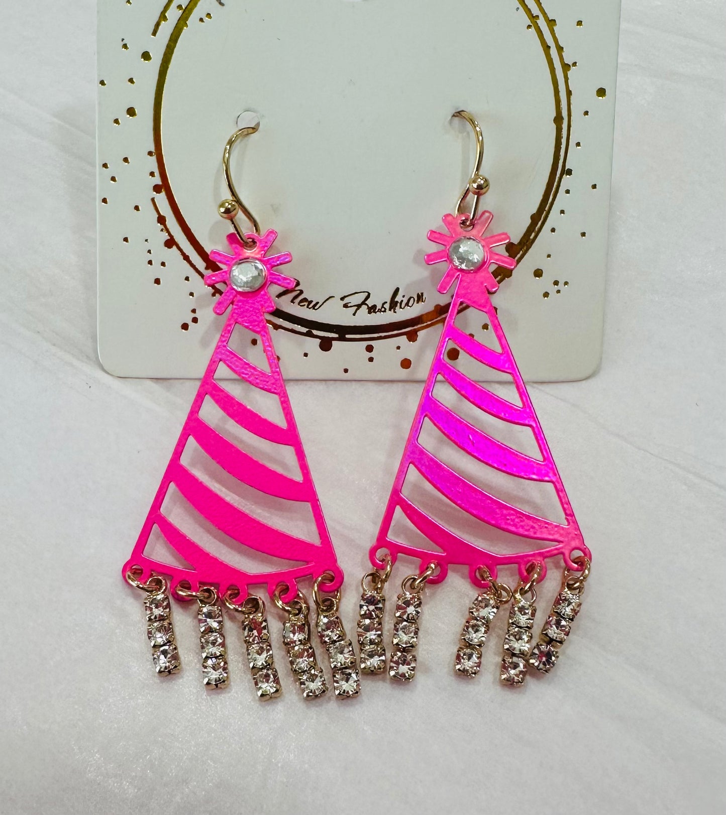 Pink Party Hat Earrings