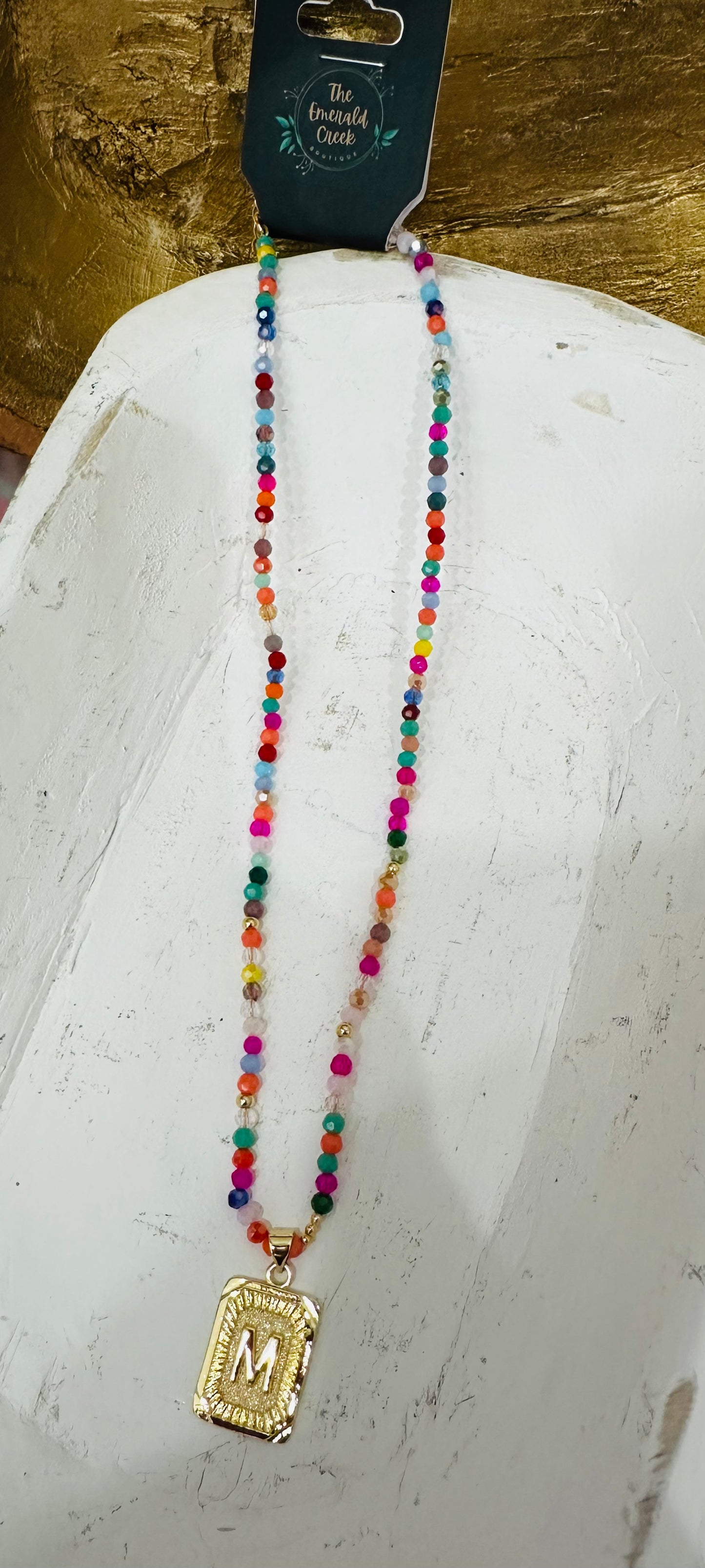 Colorful Beaded Initial Necklace