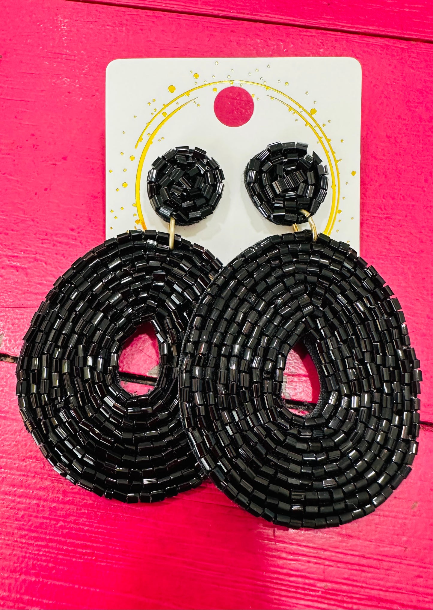 Beaded Black Earrings