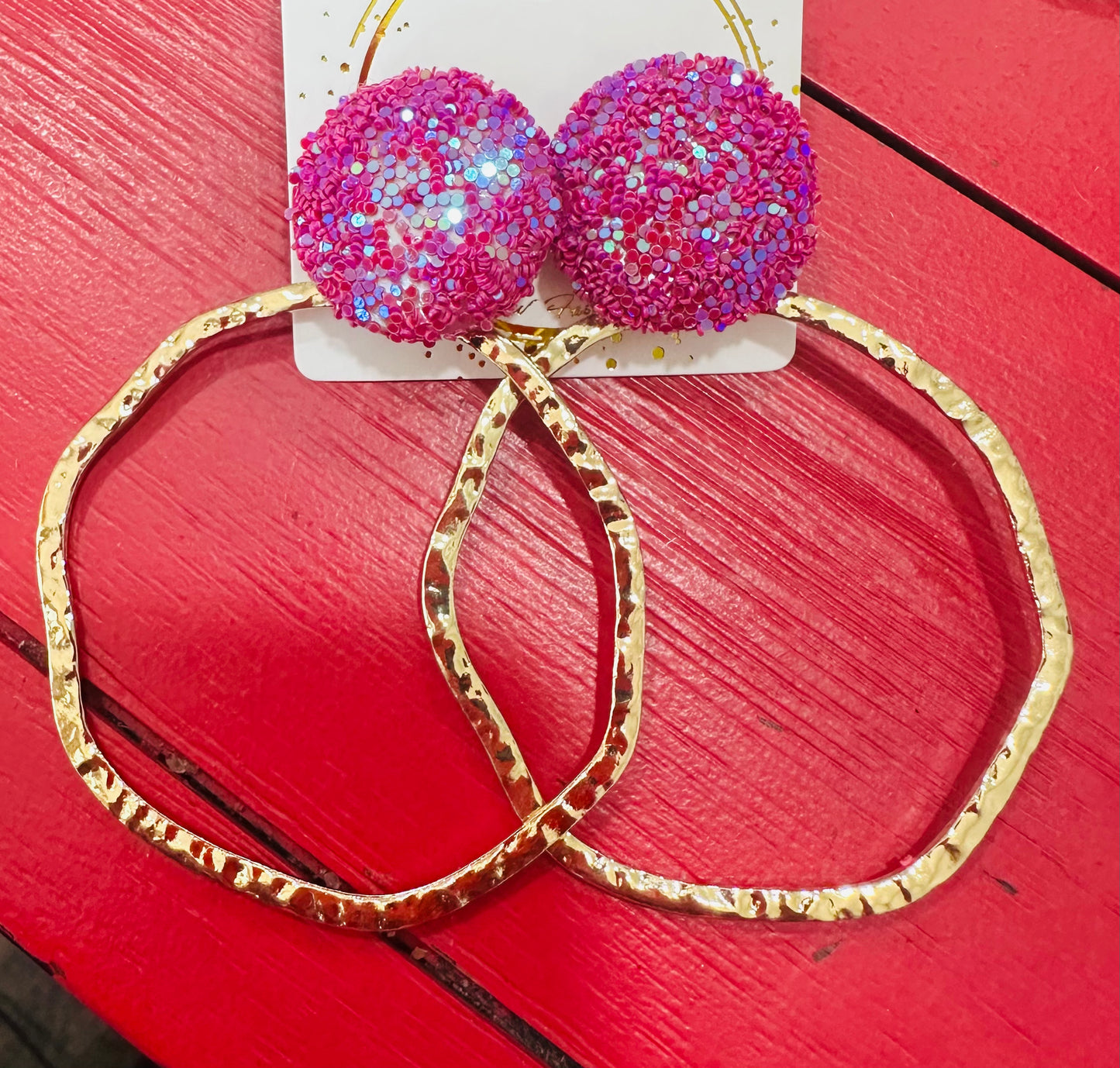 Glitter Magenta Earrings