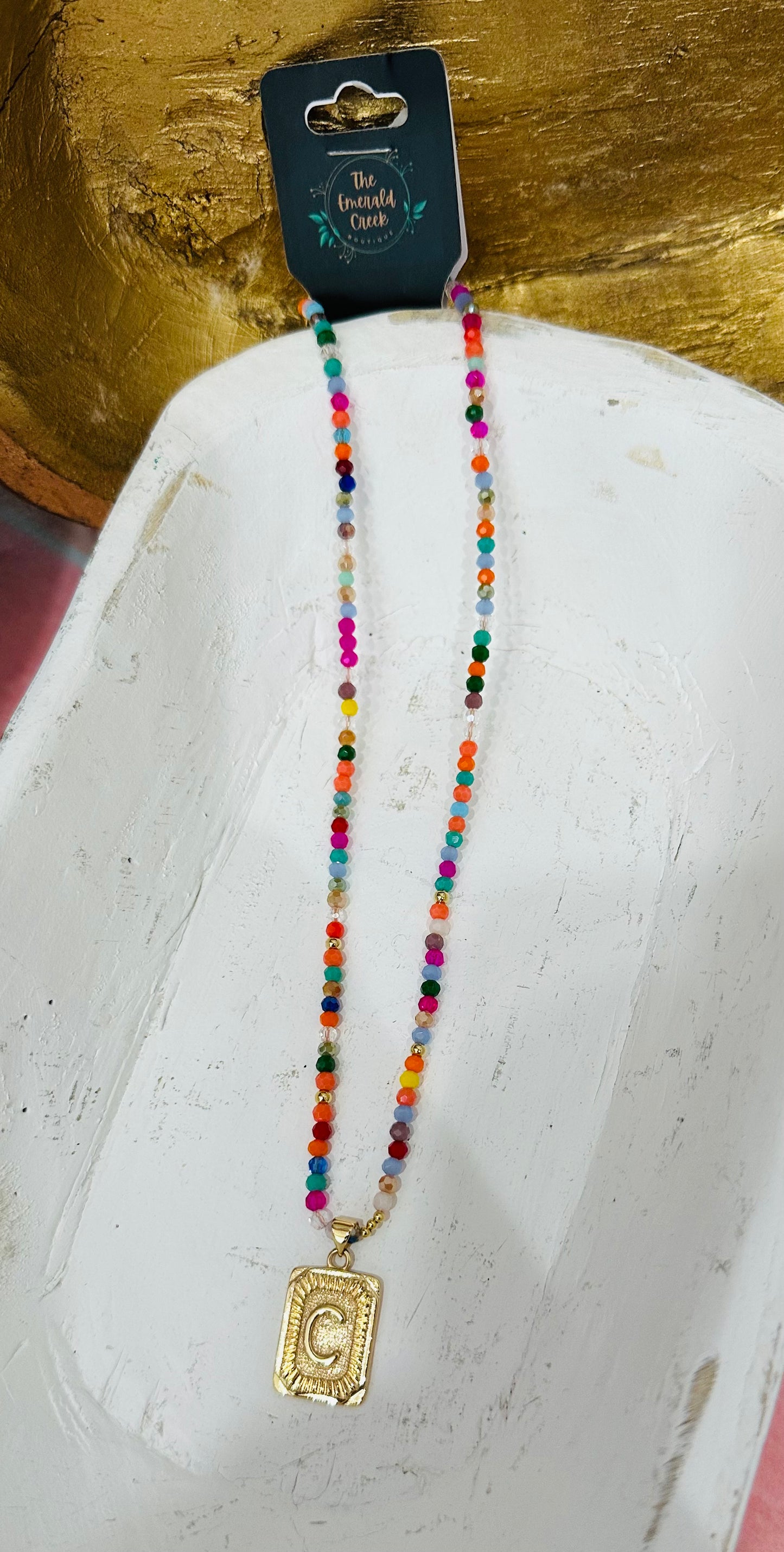 Colorful Beaded Initial Necklace