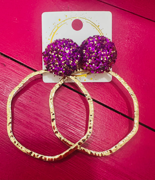 Glitter Purple Earrings