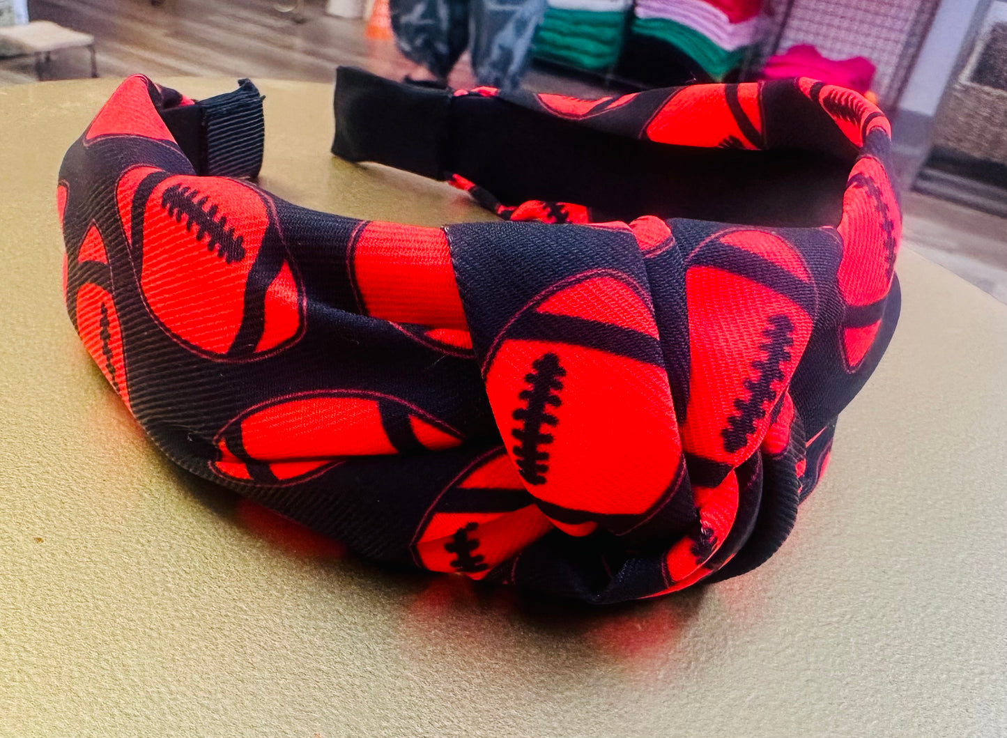 Black and Red Football Headband