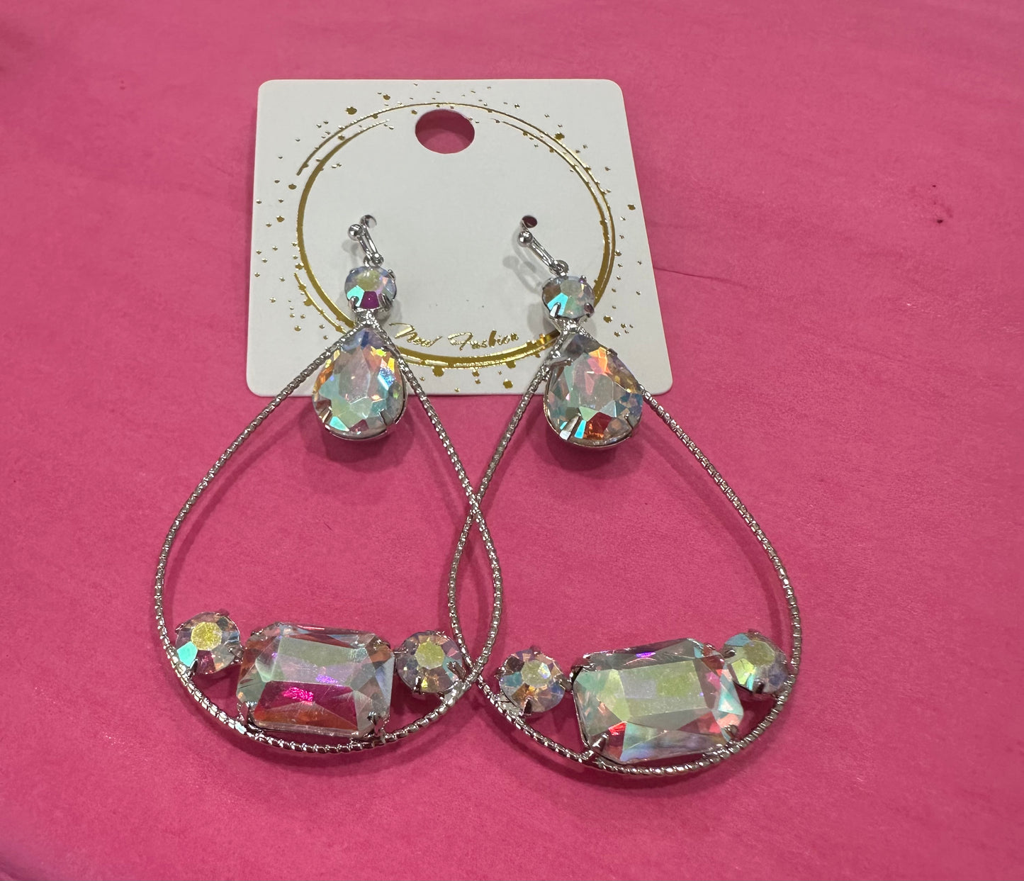 Silver and Iridescent Earrings